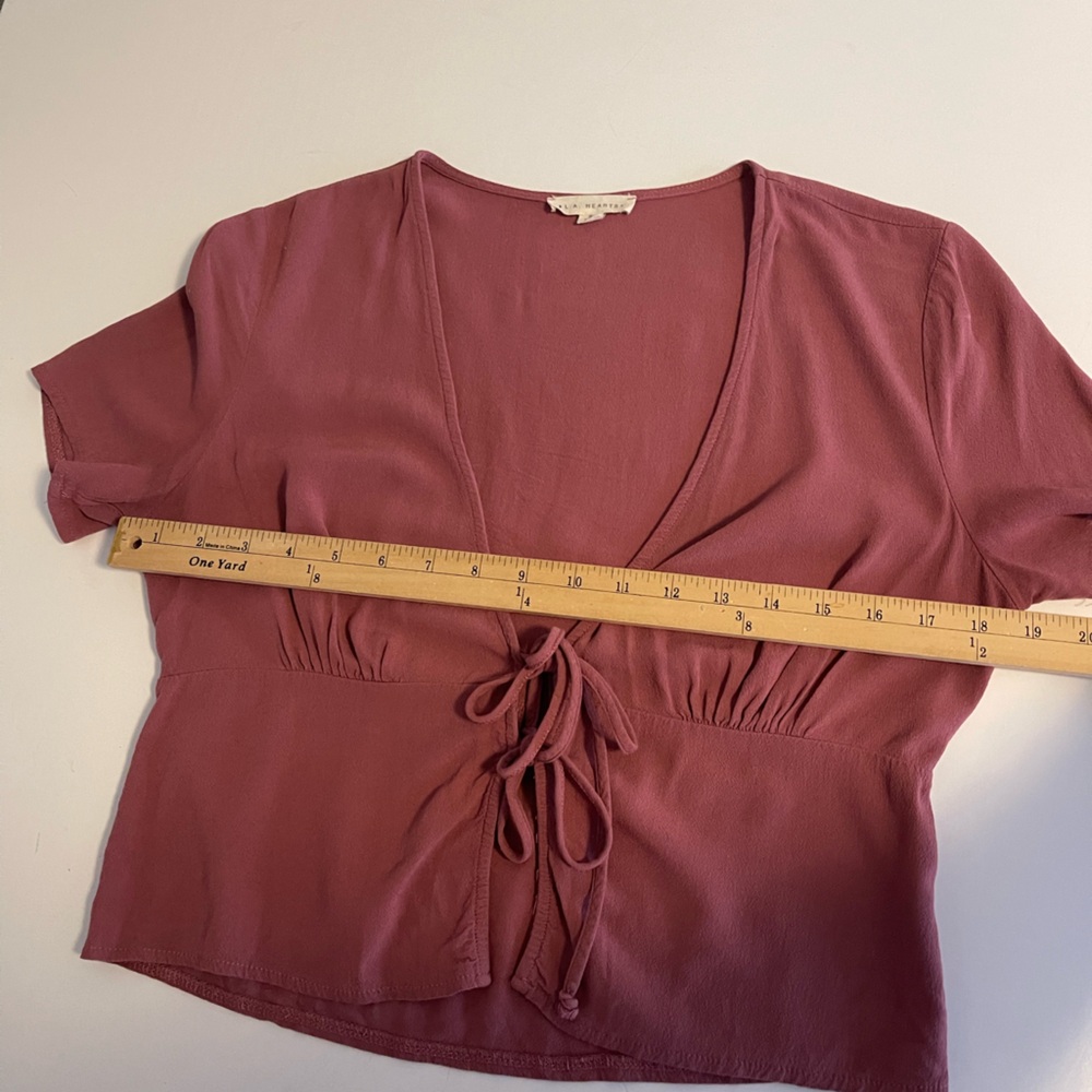 Mauve Rayon Tie Front Blouse S - Picture 7 of 9